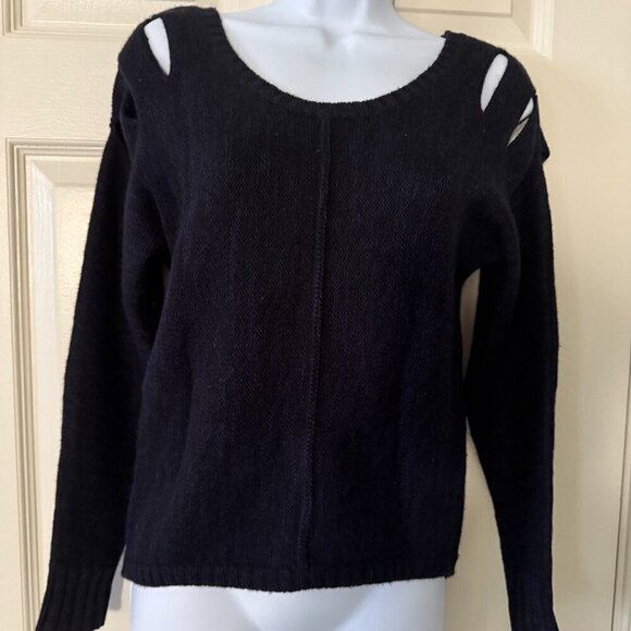 Guess Black Blue Cold Shoulder Sweater Size XS - Picture 1 of 5